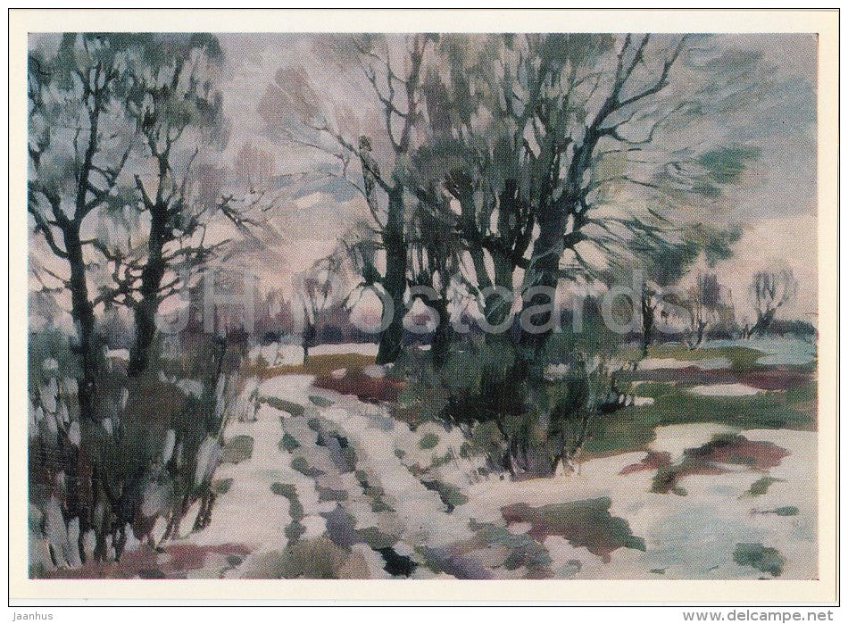 painting by A. Trofimov - Cold Spring - Russian art - Russia USSR - 1976 - unused - JH Postcards