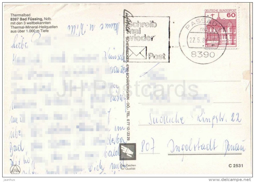 Thermalbad Bad Füssing - Germany - 1981 gelaufen - JH Postcards