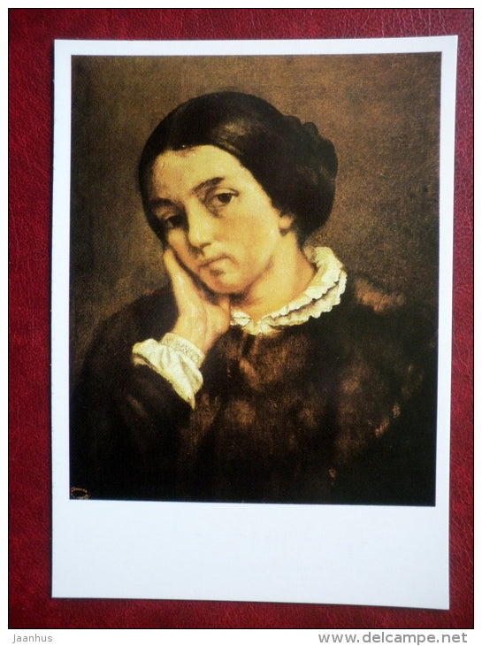 painting by Gustave Courbet - Portrait of Zelia Courbet , 1846 - french art - unused - JH Postcards