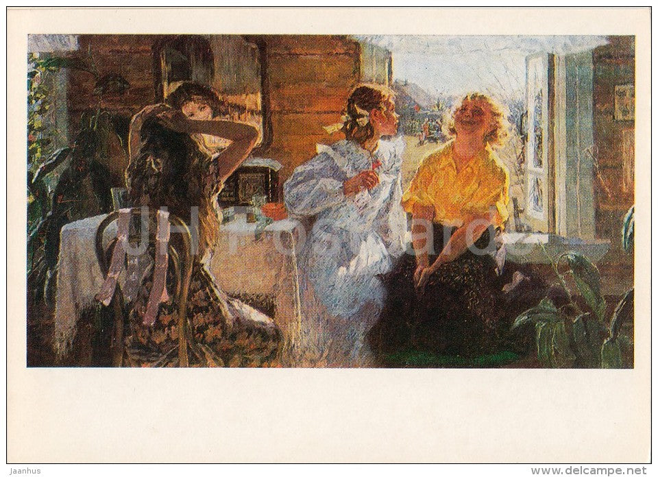 painting by I. Shevandronova - A festive morning in the village , 1957 - Russian art - 1986 - Russia USSR - unused - JH Postcards