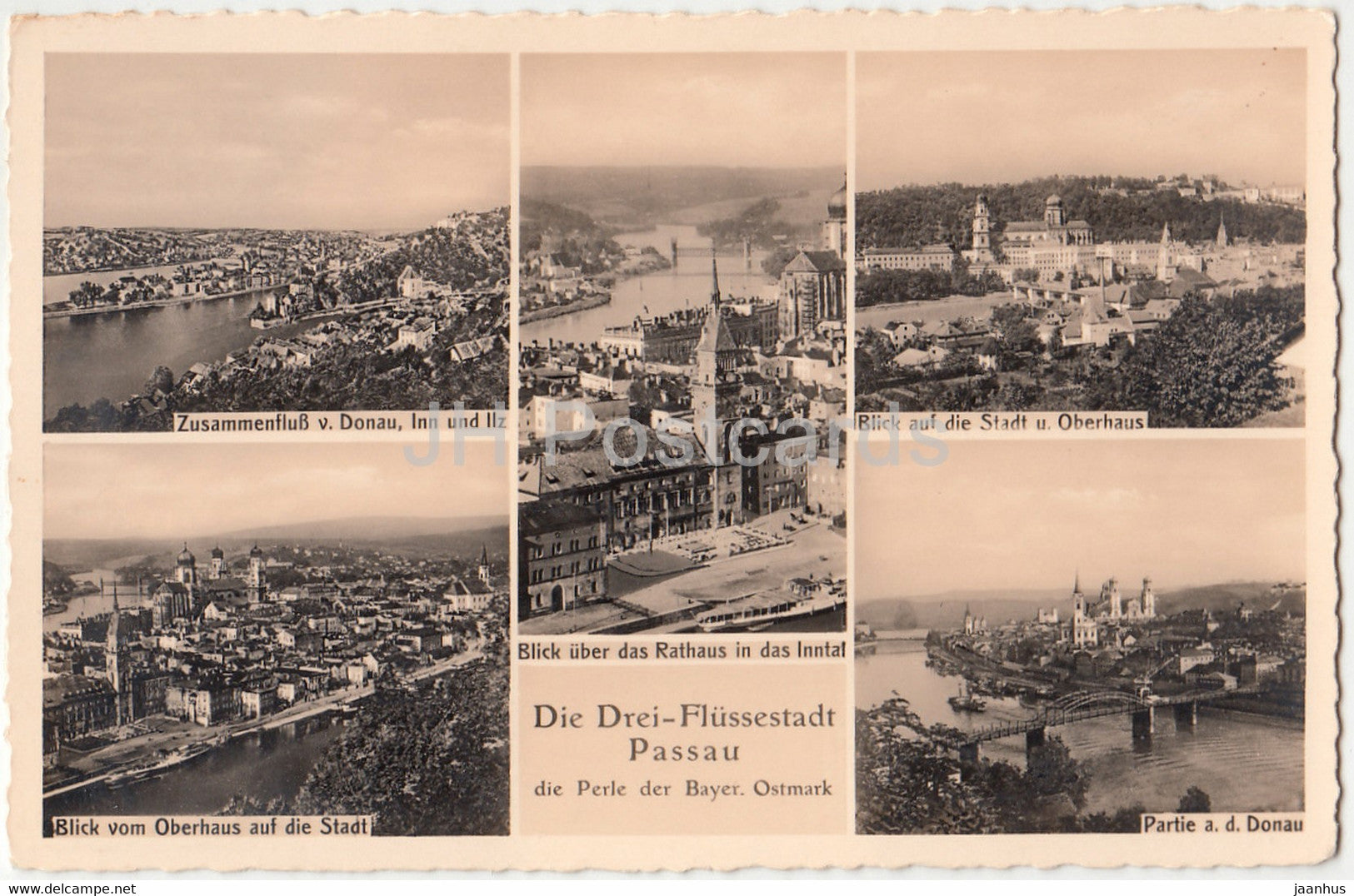 Die Drei Flussestadt Passau - Rathaus - 152 - old postcard - Germany - unused - JH Postcards