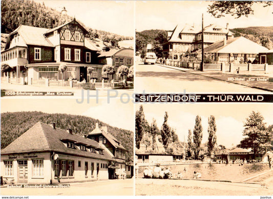 Sitzendorf - Thur Wald - Erholungsheim Max Kirchner - Bahnhof - railway station - old postcard - Germany DDR - used - JH Postcards