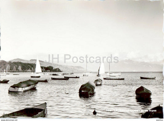 Lausanne Ouchy et les Alpes - 108 - boat - old postcard - Switzerland - unused - JH Postcards