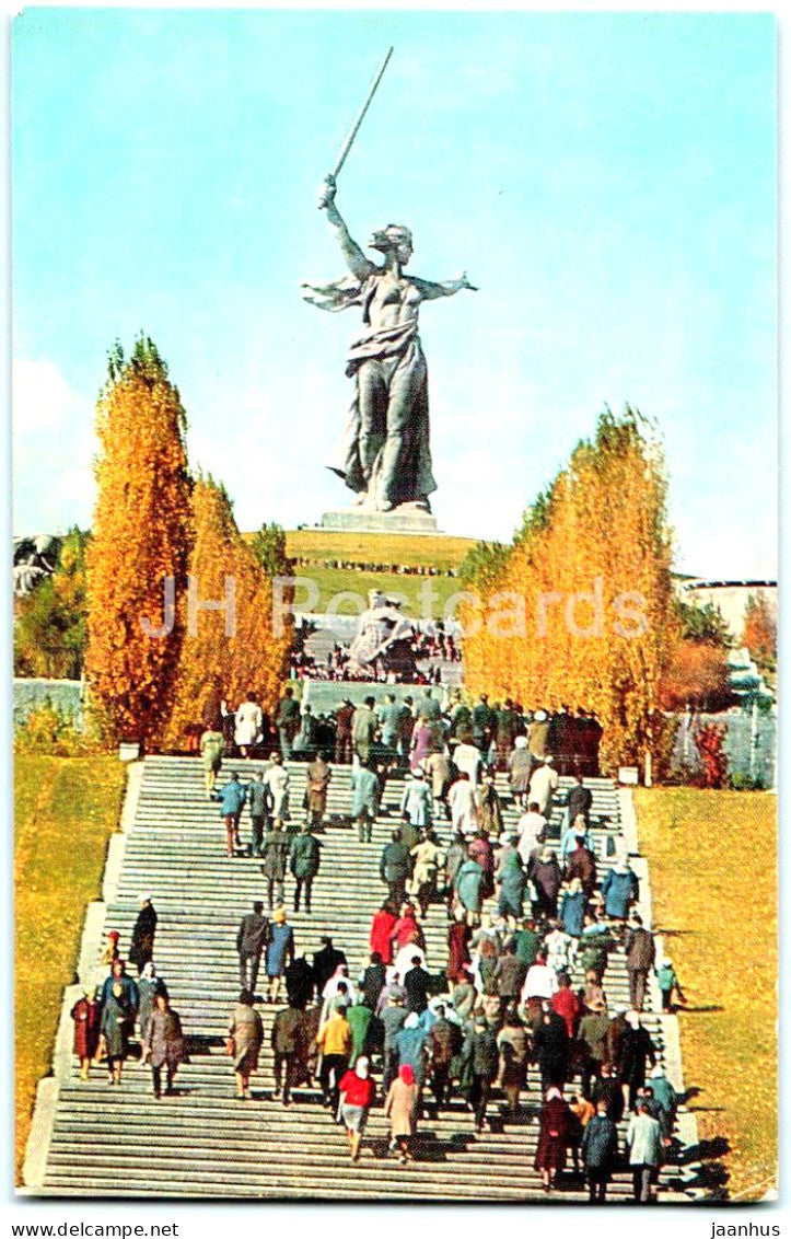 Volgograd - Memorial to the heroes of the Stalingrad Battle on the Mamayev Hill - monument - 1974 - Russia USSR - unused - JH Postcards