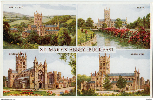 Buckfast - St. Mary's Abbey - general view - multiview - United Kingdom - England - unused - JH Postcards