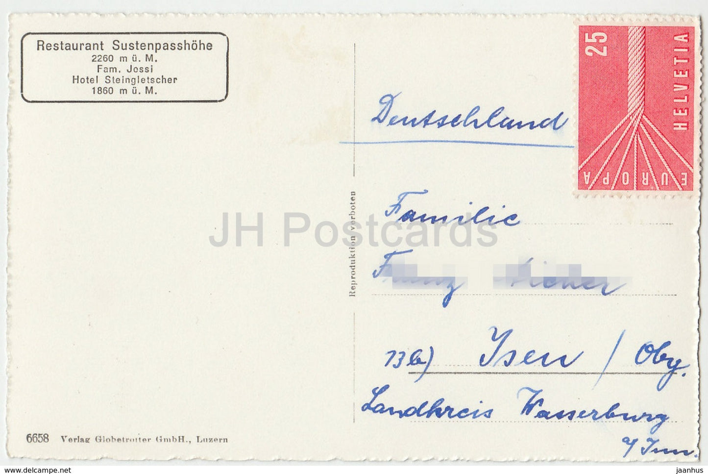 Meien mit Funffingerstocke 1290 m - restaurant Sustenpasshohe - 6658 - Switzerland - old postcard - used