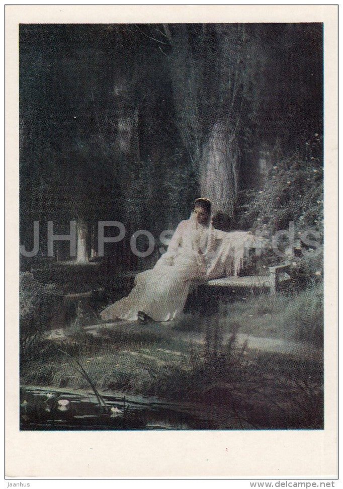 painting by I. Kramskoy - Moonlight Nnight , 1880 - woman - Russian art - Russia USSR - 1983 - unused - JH Postcards