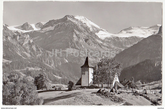 Lauenen 1259 m - Die Kirche - Wildhorn - Geltenhorn - church - 13491 - Switzerland - 1958 - used - JH Postcards