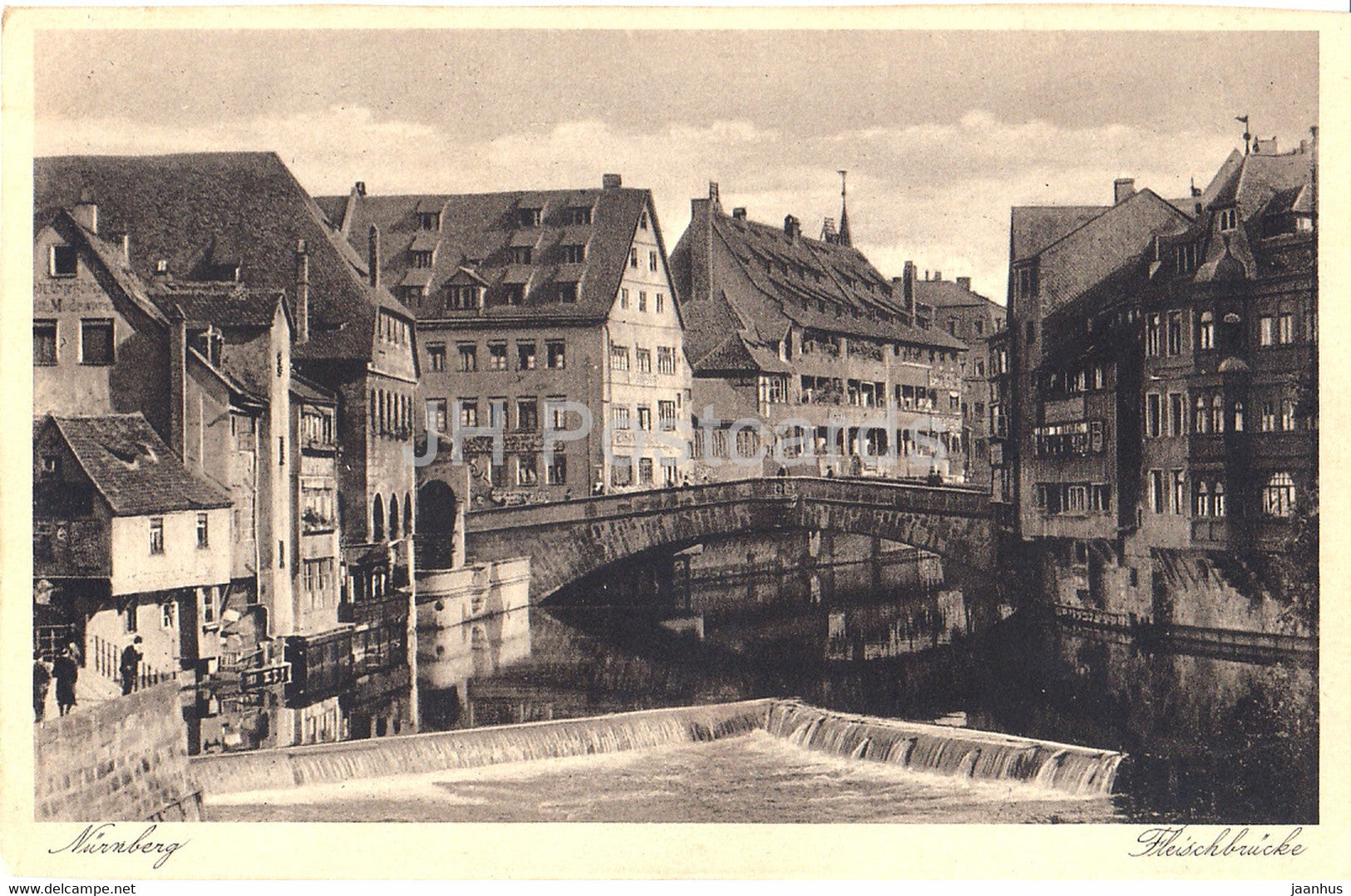 Nurnberg - Fleischbrucke - Nuremberg - old postcard - Germany - unused - JH Postcards