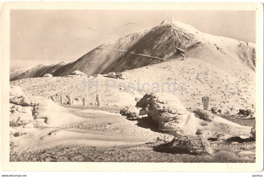 Krkonose - Snezka - 1603 m - 590 - old postcard - 1955 - Czechoslovakia - Czech Republic - used - JH Postcards