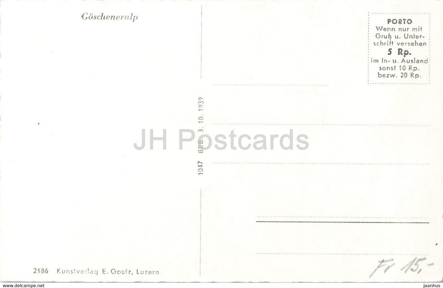 Göscheneralp - 2186 - alte Postkarte - Schweiz - unbenutzt