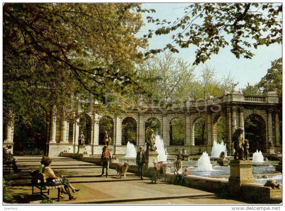 Berlin , haupstadt der DDR - Märchenbrunnen im Volkspark Friedrichshain - fountain - Germany - gelaufen - JH Postcards