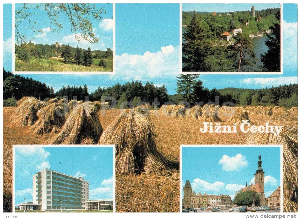 Bohemian countryside - castle ruins - Trebon - sanatorium Aurora - Tabor - Jizni Cechy - Czechoslovakia - Czech - unused - JH Postcards