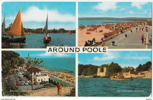 Around Poole - Poole Park - beach - Brownsea island - multiview - 1969 - United Kingdom - England - used - JH Postcards