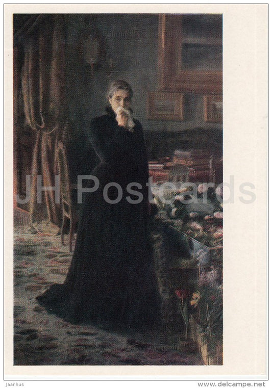 painting by I. Kramskoy - Inconsolable Greaf , 1884 - woman - Russian art - Russia USSR - 1983 - unused - JH Postcards