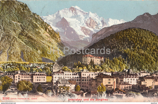 Interlaken und Jungfrau - 2198 - old postcard - 1906 - Switzerland - used - JH Postcards