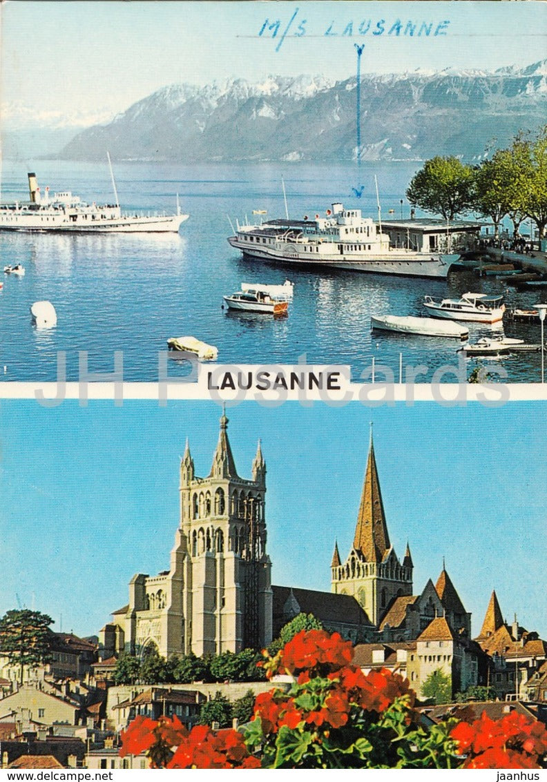 Lausanne - Le Port d'Ouchy et la Cathedrale - MS Lausanne - ship - 9558 - Switzerland - unused - JH Postcards