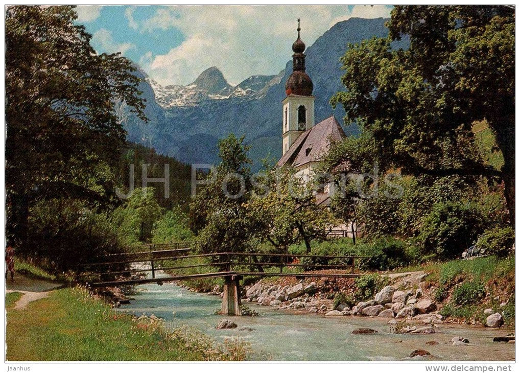 Ramsauer Kircherl mit Reiteralpe - church - FK 532 - Germany - 1975 gelaufen - JH Postcards