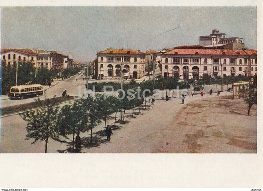 Sevastopol - Ushakov Square - trolleybus - 1956 - Ukraine USSR - unused