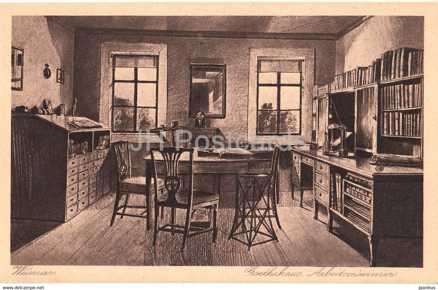 Weimar - Goethehaus - Arbeitszimmer - illustration - 106 - old postcard - Germany - unused - JH Postcards