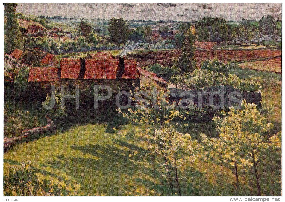 painting by Antonin Slavicek - A Day in June , 1898-99 - village - Czech art - 1967 - Russia USSR - unused - JH Postcards