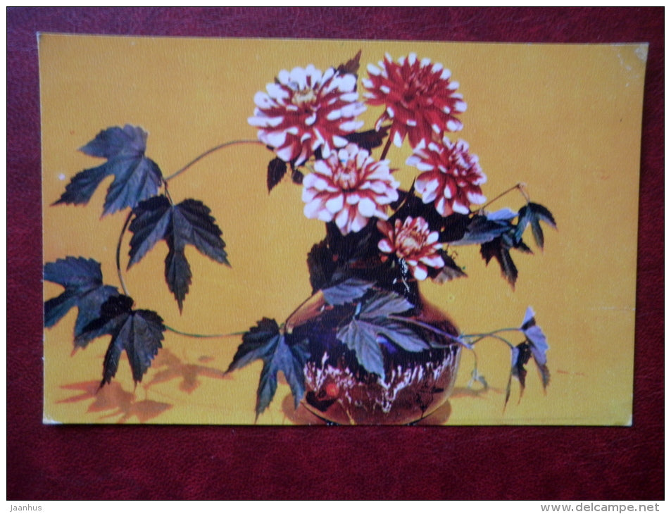 Greeting Card - flowers - 1973 - Russia USSR - used - JH Postcards