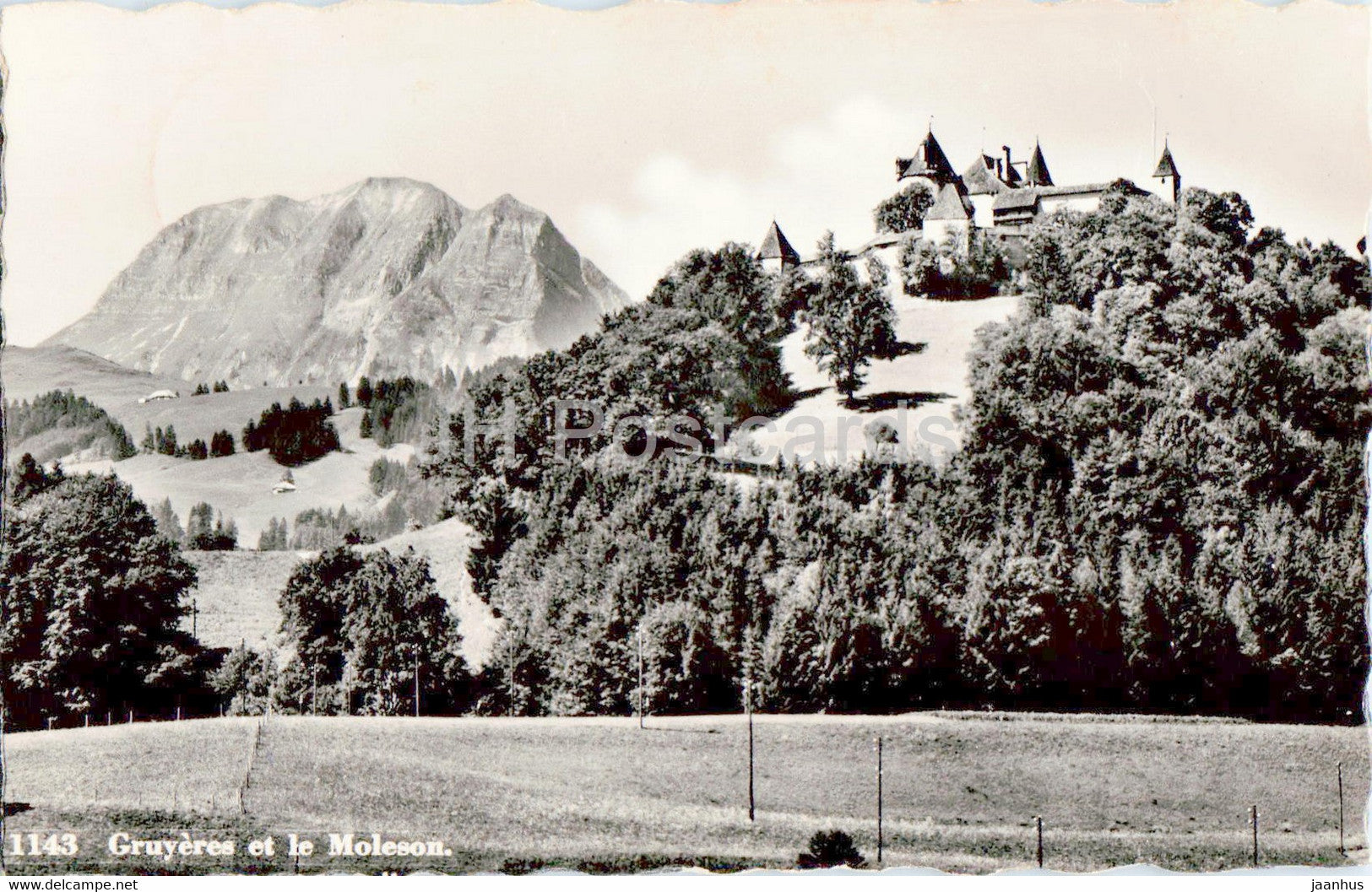 Gruyeres et le Moleson - 1143 - old postcard - 1948 - Switzerland - used - JH Postcards