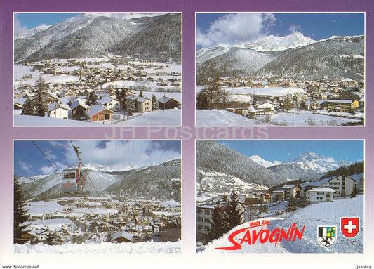 Mein Ziel Savognin - cable car - multiview - 1998 - Switzerland - used - JH Postcards