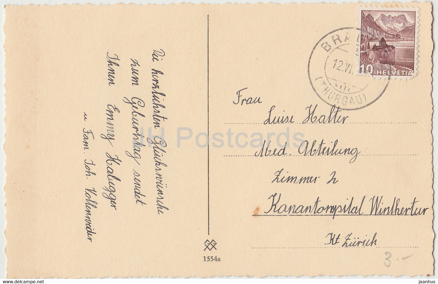 Birthday Greeting Card - Innige Gluckwunsche zum Geburtstage - girl - 1554 a - old postcard - Germany - used