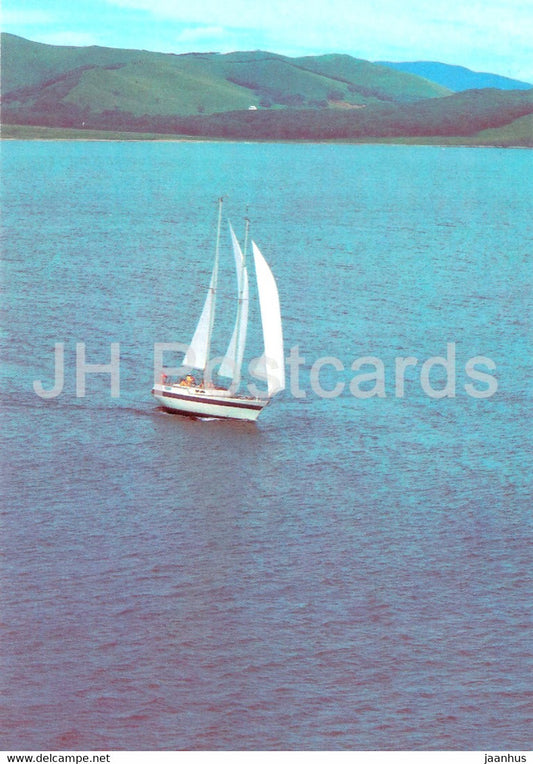 Primorsky Krai - Peter the Great Bay - sailing boat - postal stationery - 1988 - Russia USSR - unused - JH Postcards