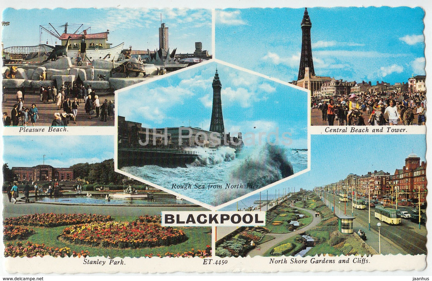 Blackpool - Pleasure Beach - Stanley Park - Central Beach - multiview - ET.4450 - 1970 - United Kingdom - England - used - JH Postcards