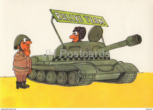 Ralliye Team - Tank - soldiers - humour - DDR Germany - unused - JH Postcards