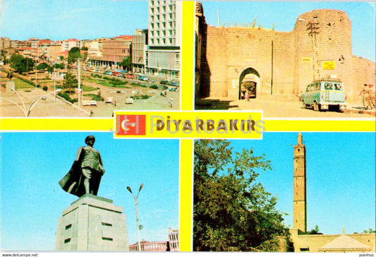 Diyarbakir - various views from the city - monument - car - AND - 1979 - Turkey - used - JH Postcards