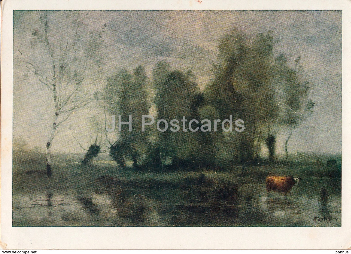 painting by Camille Corot - Landscape with a Cow - French art - 1962 - Russia USSR - unused - JH Postcards