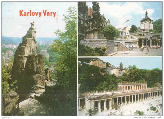 statue of a chamois - Market colonnade - Mill colonnade - Karlovy Vary - Karlsbad - Czechoslovakia - Czech - used 1993 - JH Postcards