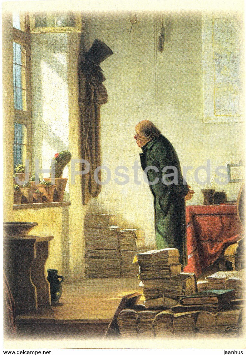 painting by Carl Spitzweg - Der Kaktusliebhaber - German art - Germany - unused - JH Postcards