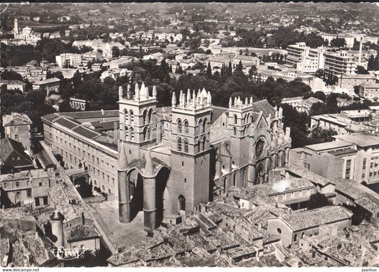Montpellier - Vue aerienne sur la Cathedrale et l'Universite - cathedral - old postcard - 1957 - France - used - JH Postcards