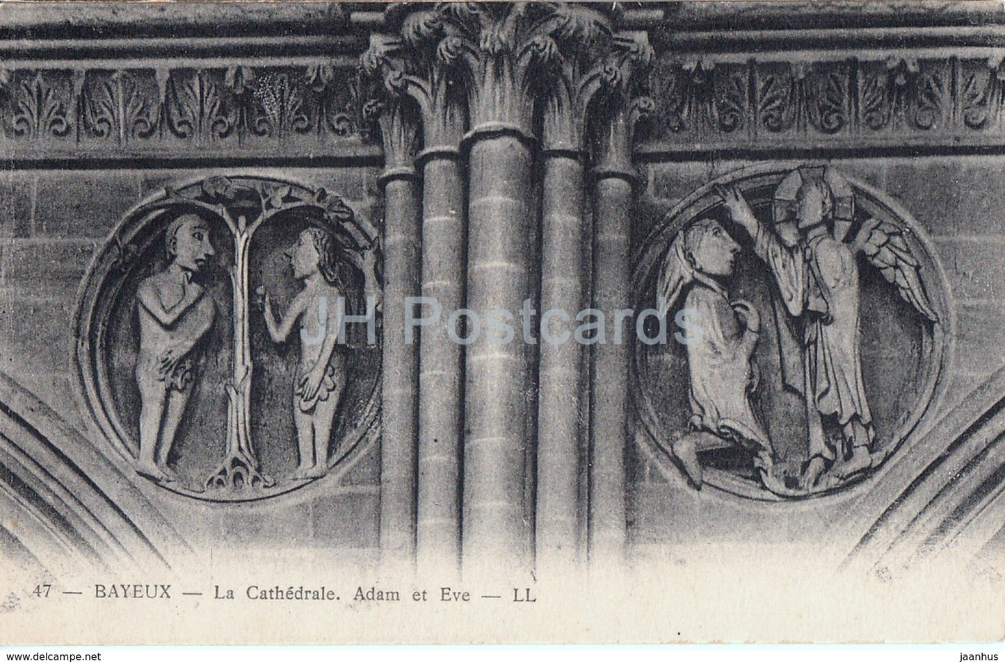 Bayeux - La Cathedrale - Adam et Eve - cathedral - 47 - old postcard - France - unused - JH Postcards