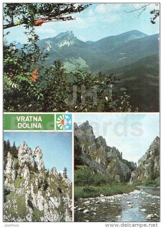 Maly and Velky Rozsutec - gulley - Mala Vatra - Little Fatra - Czechoslovakia - Slovakia - used 1988 - JH Postcards