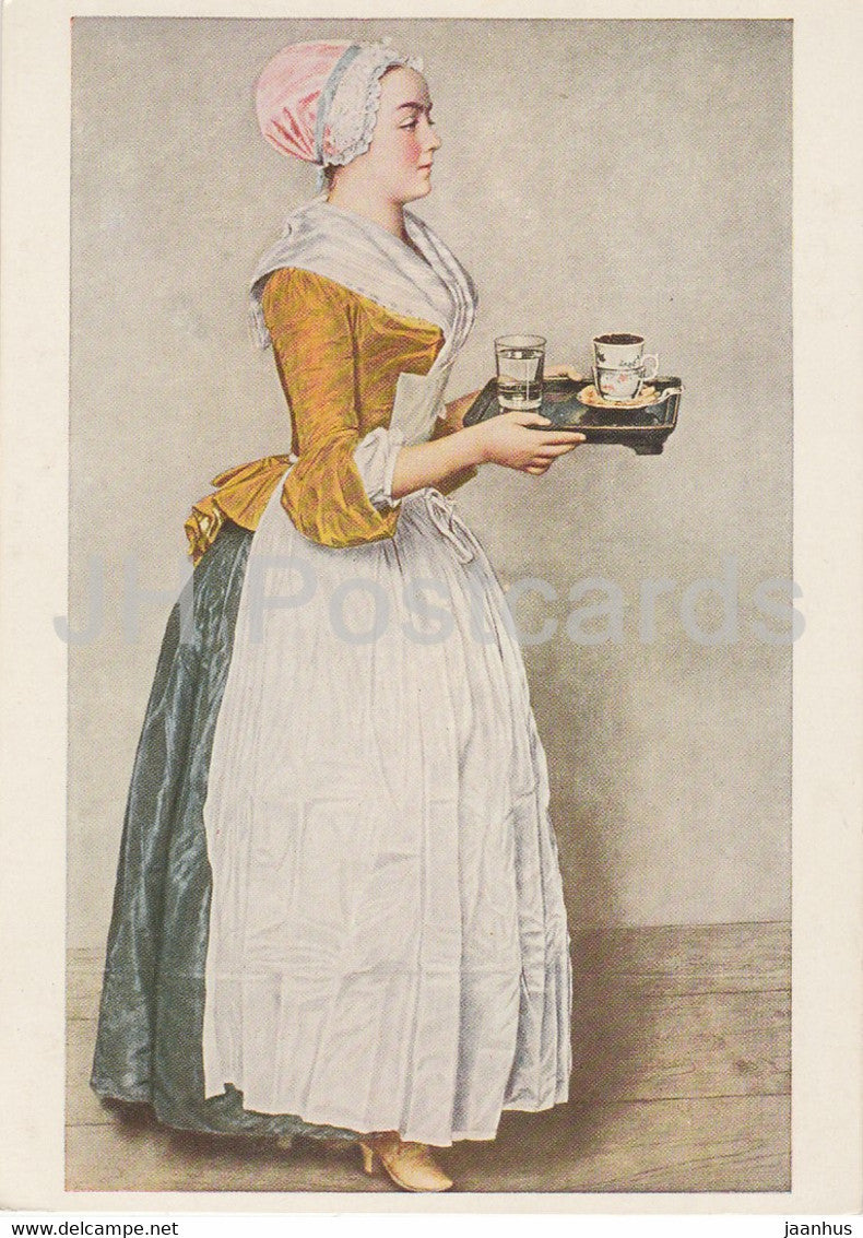 painting by Jean Etienne Liotard - Das Schokoladenmadchen - French art - Germany - unused - JH Postcards