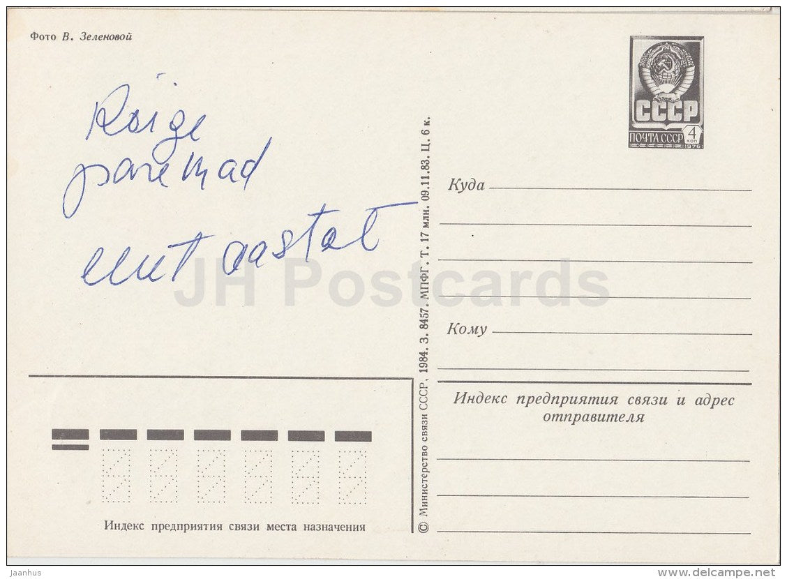 New Year Greeting Card - decorations - postal stationery - 1984 - Russia USSR - used - JH Postcards