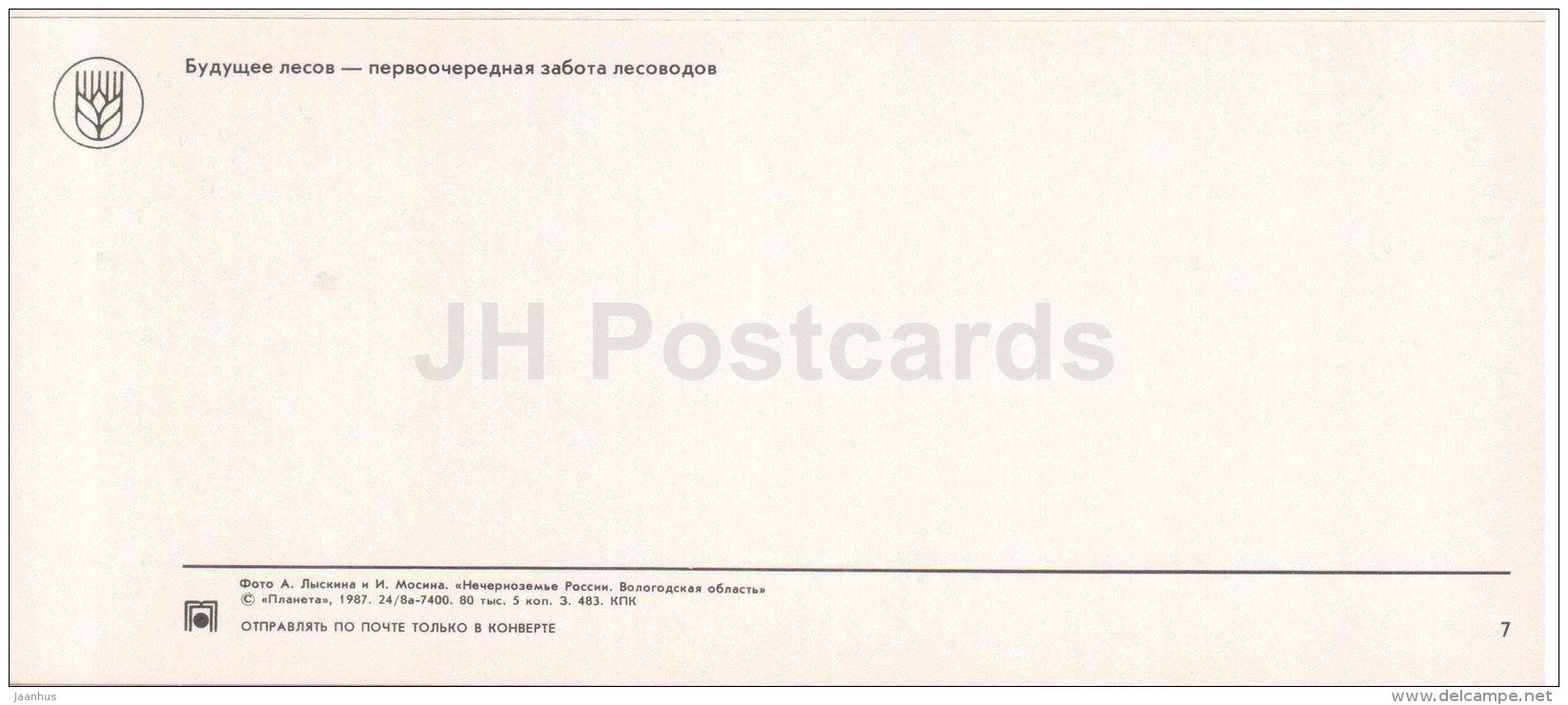 anthill - tractor - bear - Vologda Region - 1987 - Russia USSR - unused - JH Postcards