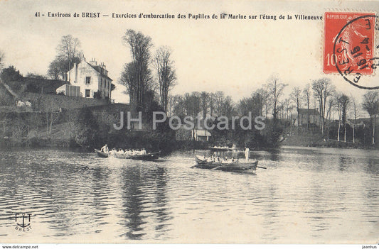 Environs de Brest - Exercices d'embarcation des Pupilles de la Marine - boat - 41 - old postcard - France - used - JH Postcards