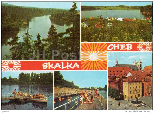 Cheb - Skalka - recreation centre - river - camping area - boat - Czechoslovakia - Czech - unused - JH Postcards