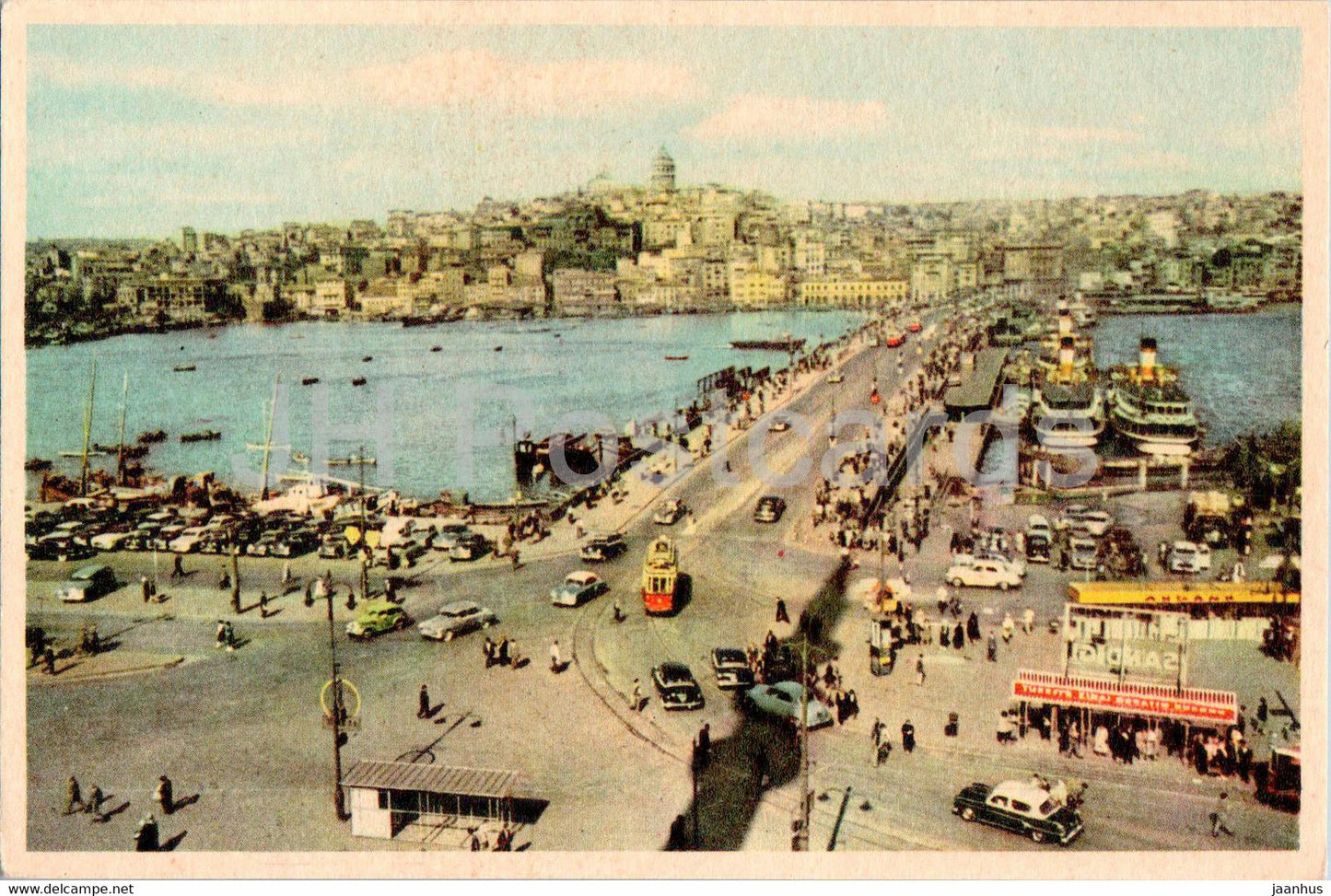 Istanbul - Galata Bridge - 7 - old postcard - Turkey - unused - JH Postcards