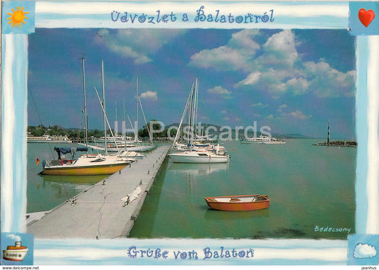 Greetings from Balaton - sailing boat - lake - 2000s - Hungary - used - JH Postcards