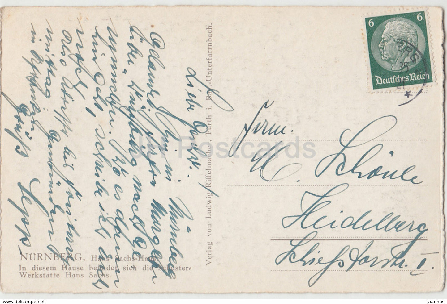 Nürnberg - Hans Sachs Haus - Nürnberg - alte Postkarte - 1935 - Deutschland - gebraucht