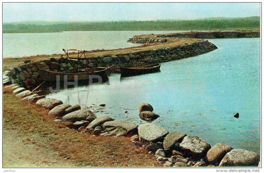 stone dam - Muksalma island - boat - Solovetsky Islands - 1971 - Russia USSR - unused - JH Postcards