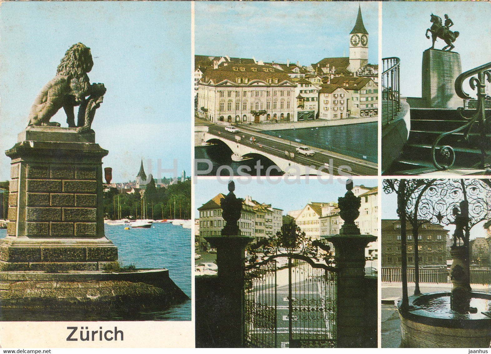 Zurich - Hafen Enge - Zunfthaus Meise und St Peter - Waldmann Denkmal - Munsterhof - Switzerland - used - JH Postcards