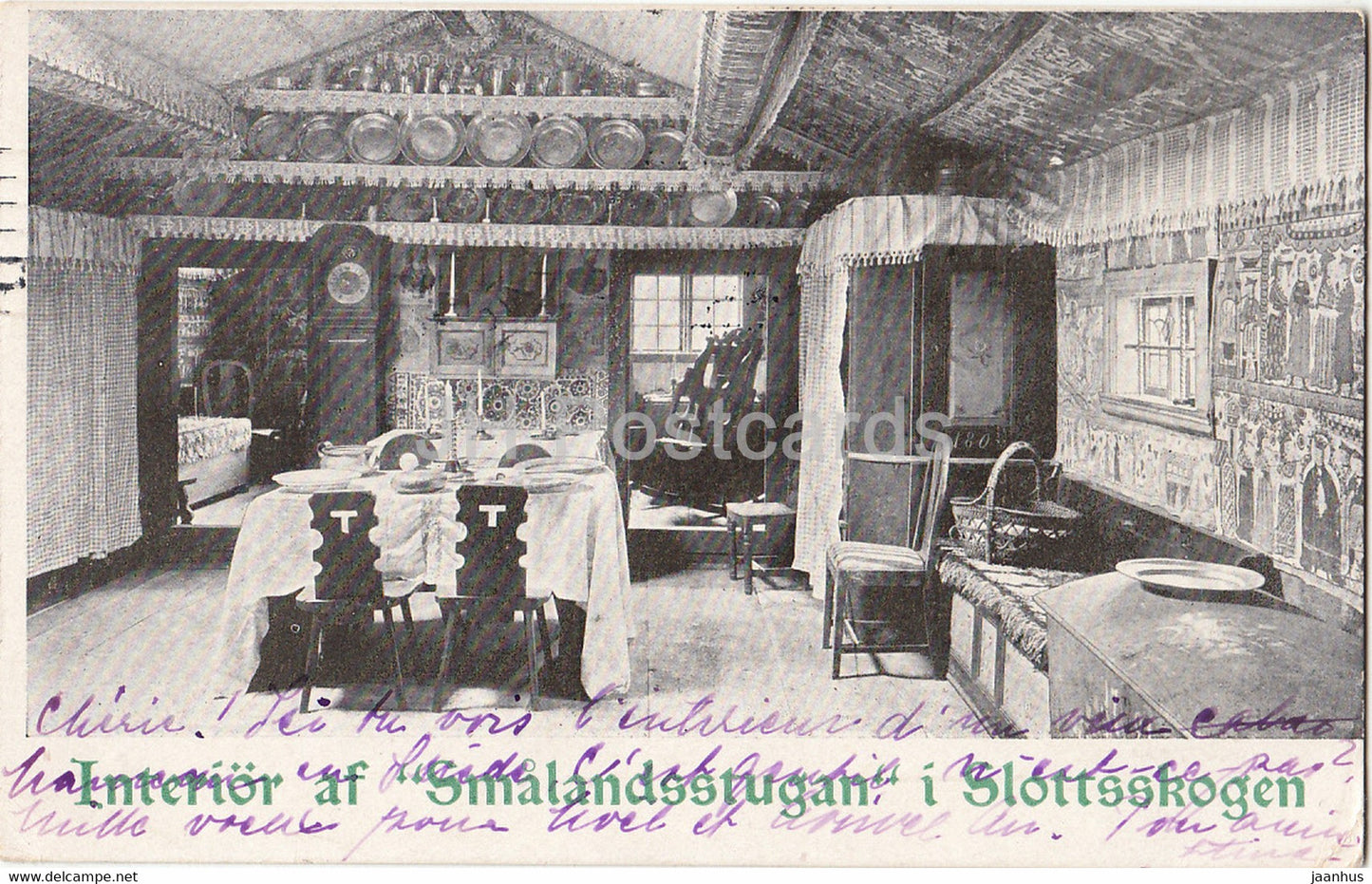 Goteborg - Gothenburg - Interior af Smalandsstugan i Slottsskogen - old postcard - 1906 - Sweden - used - JH Postcards